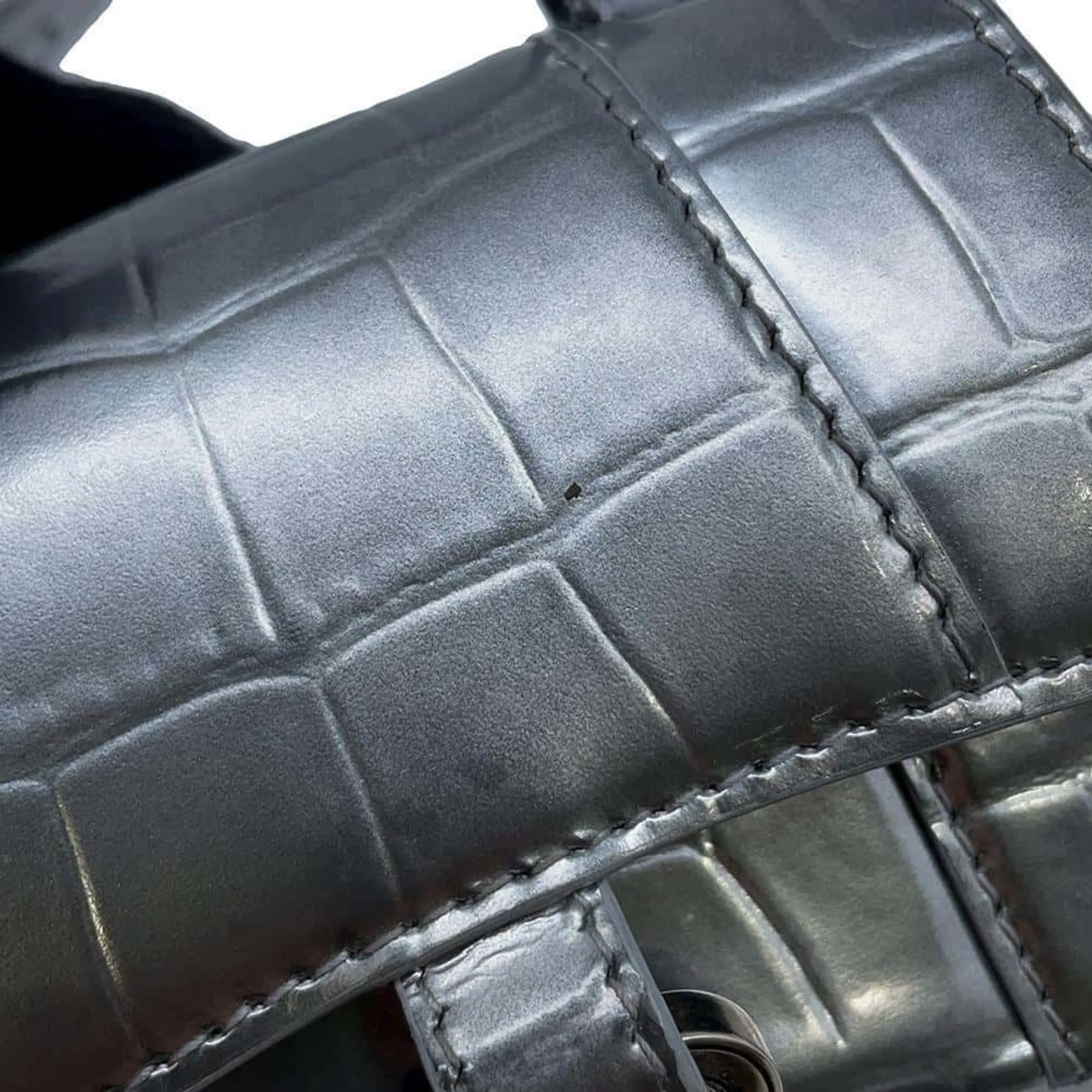 Balenciaga Silver Exotic Leathers Bag