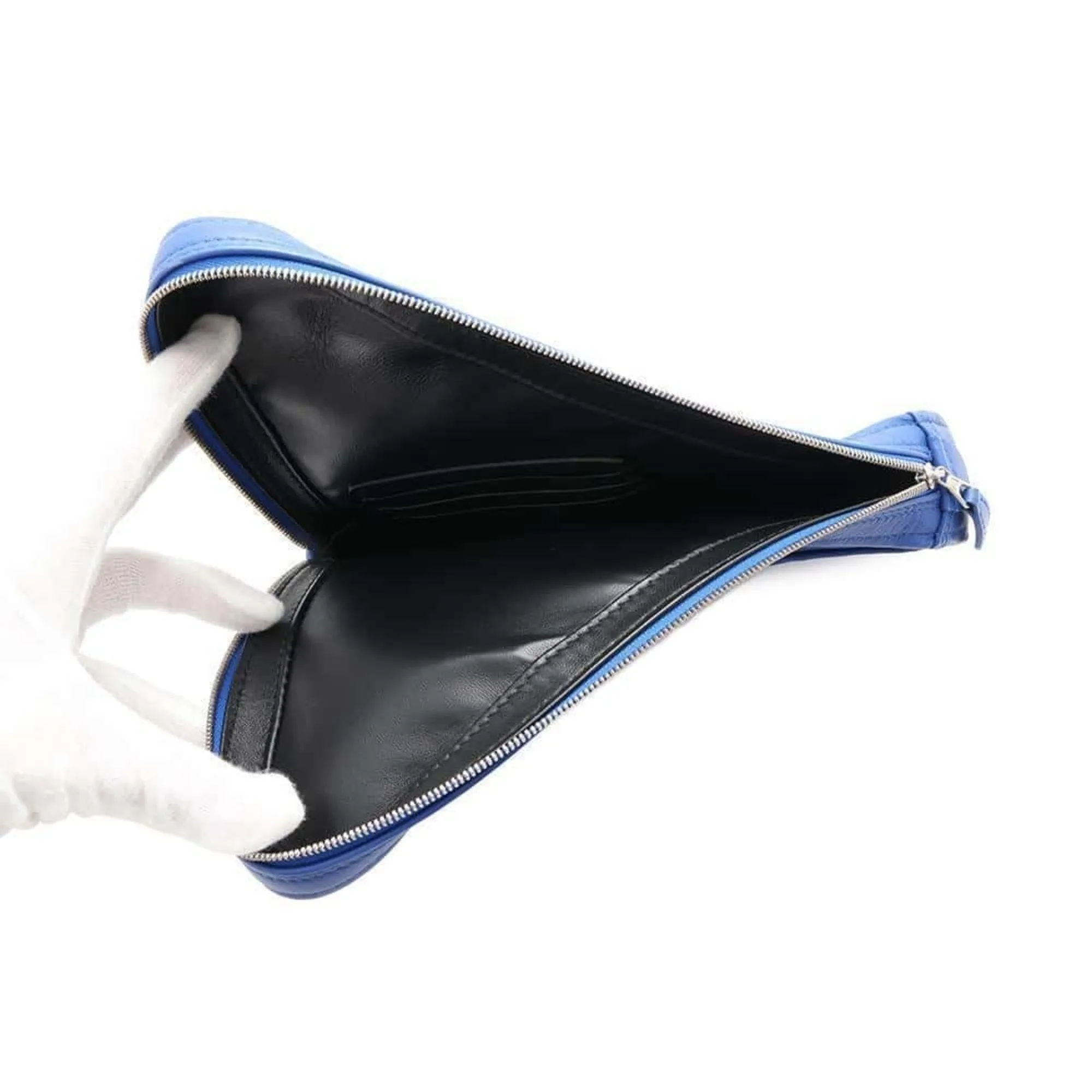 Balenciaga Triangle Blue Leather Bag