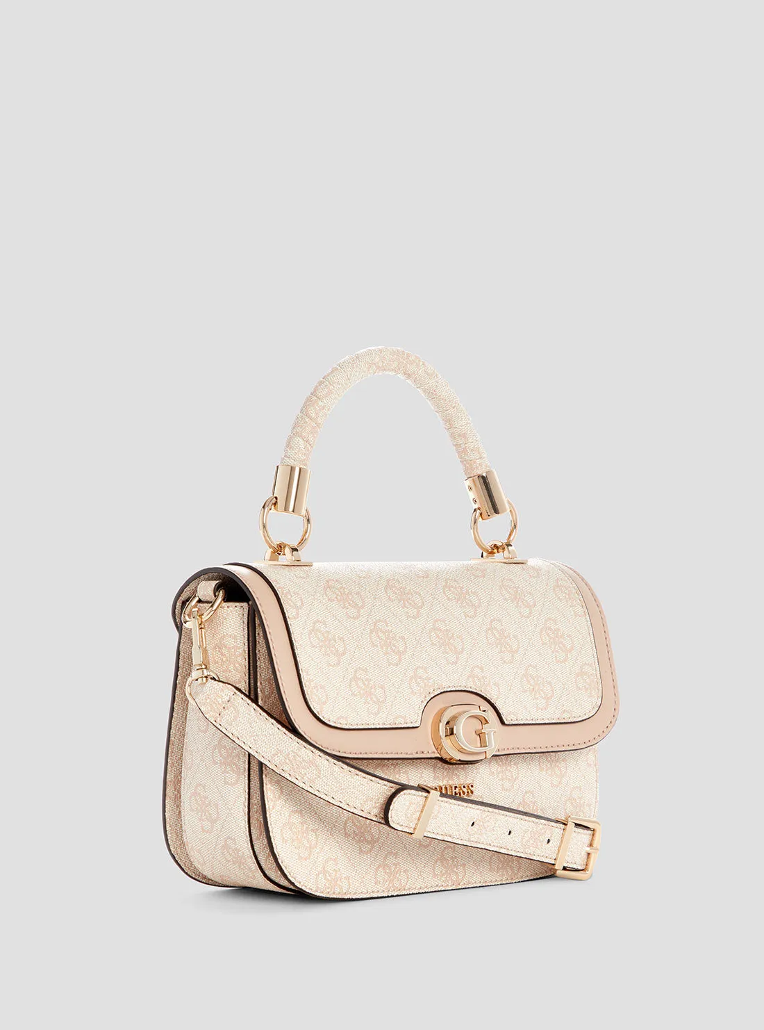 Beige Logo Orlina Top Handle Bag