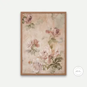 Beige Vintage Flowers Wall Art INSTANT DOWNLOAD Art Print, Painting Still Life In Watercolor, Vintage Floral Wall Art, Neutral Wall Decor
