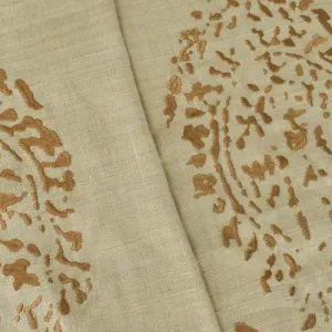 Beige/Brown Paisley Embroidered Silk Decorating Fabric