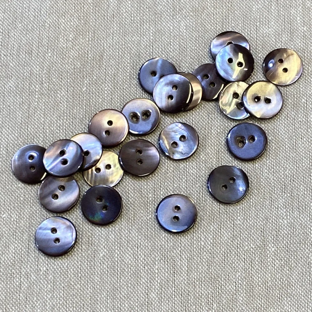 Black Mother of Pearl Button 15mm