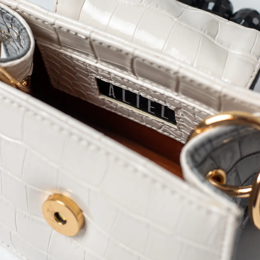 Black White Grey Croco Horra Bag