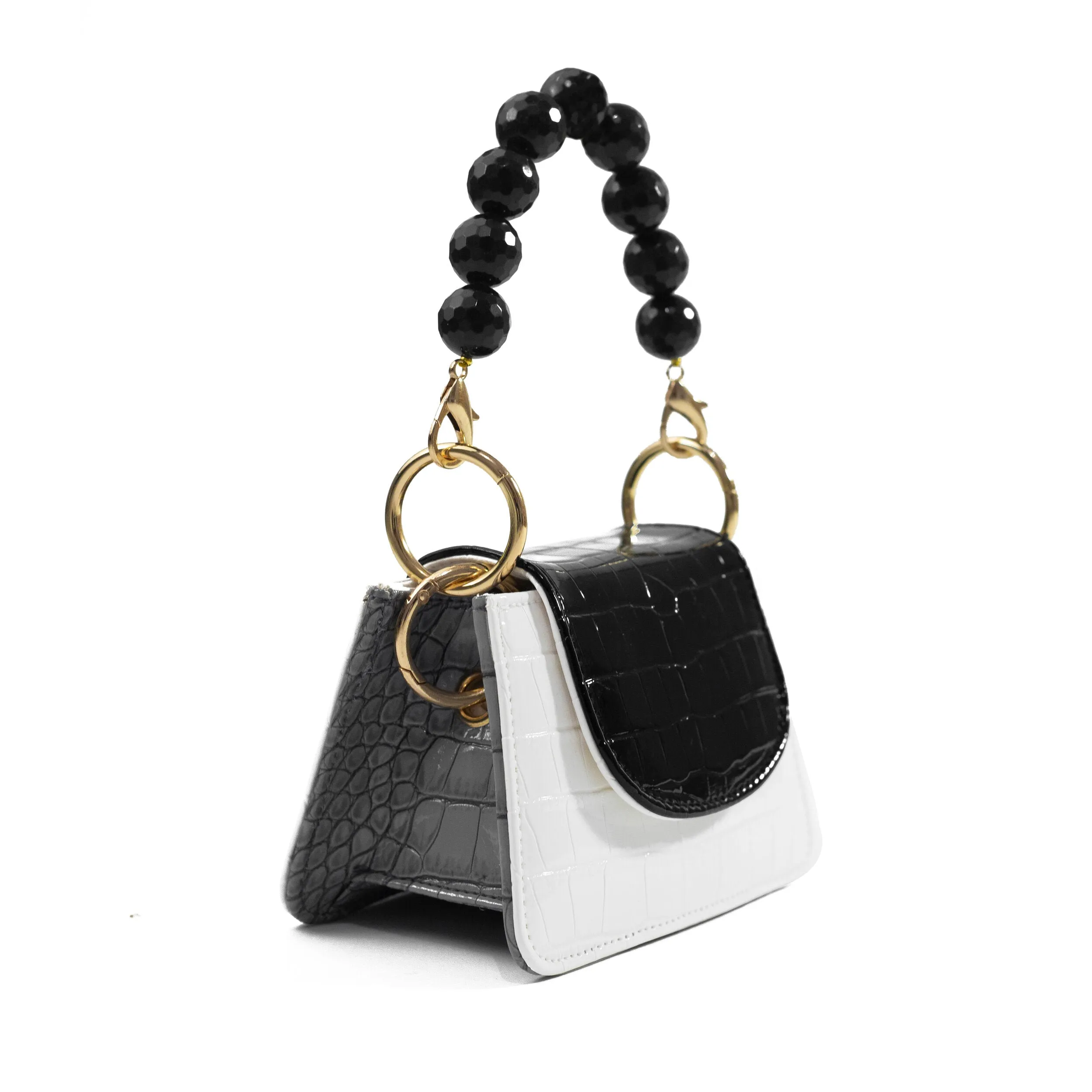 Black White Grey Croco Horra Bag