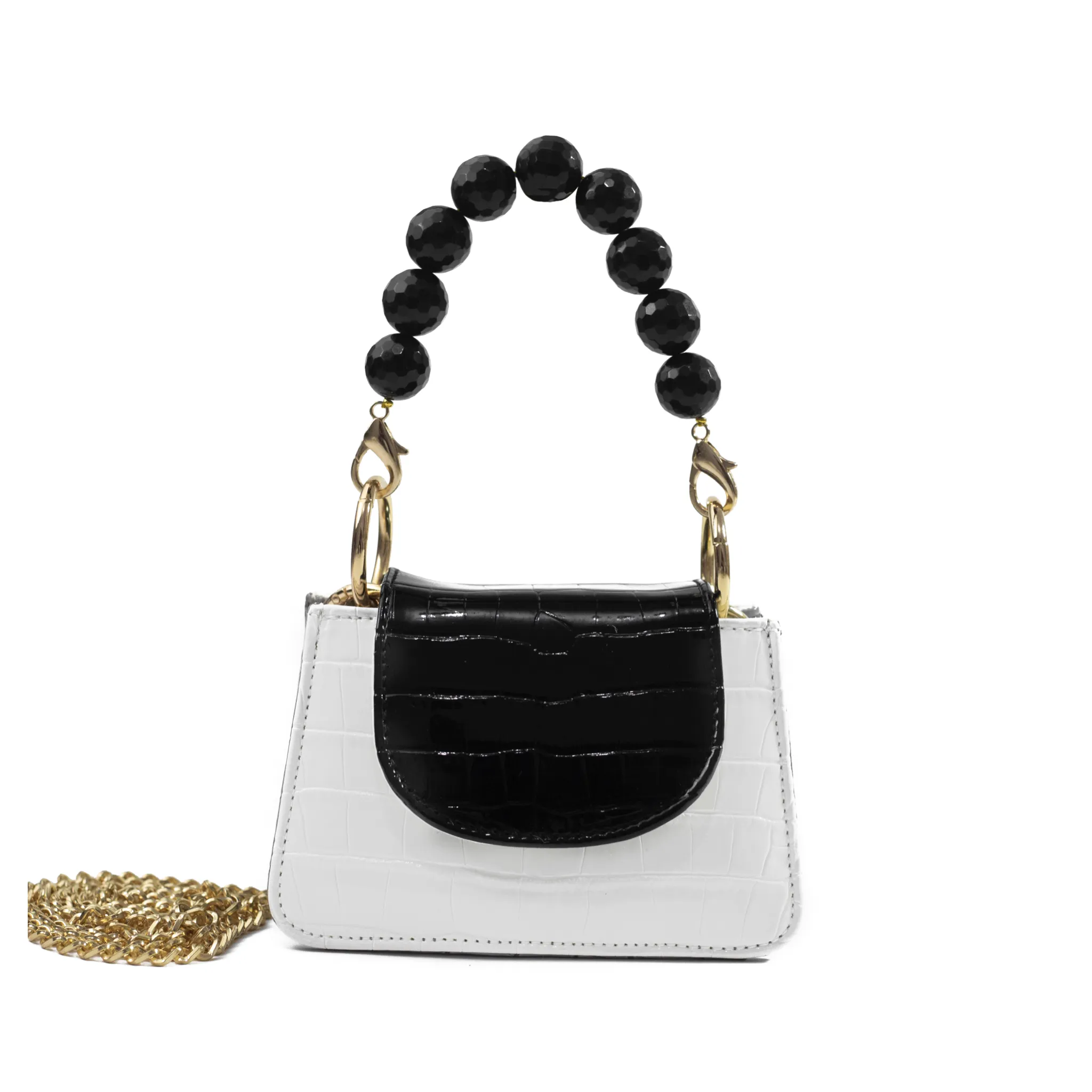 Black White Grey Croco Horra Bag