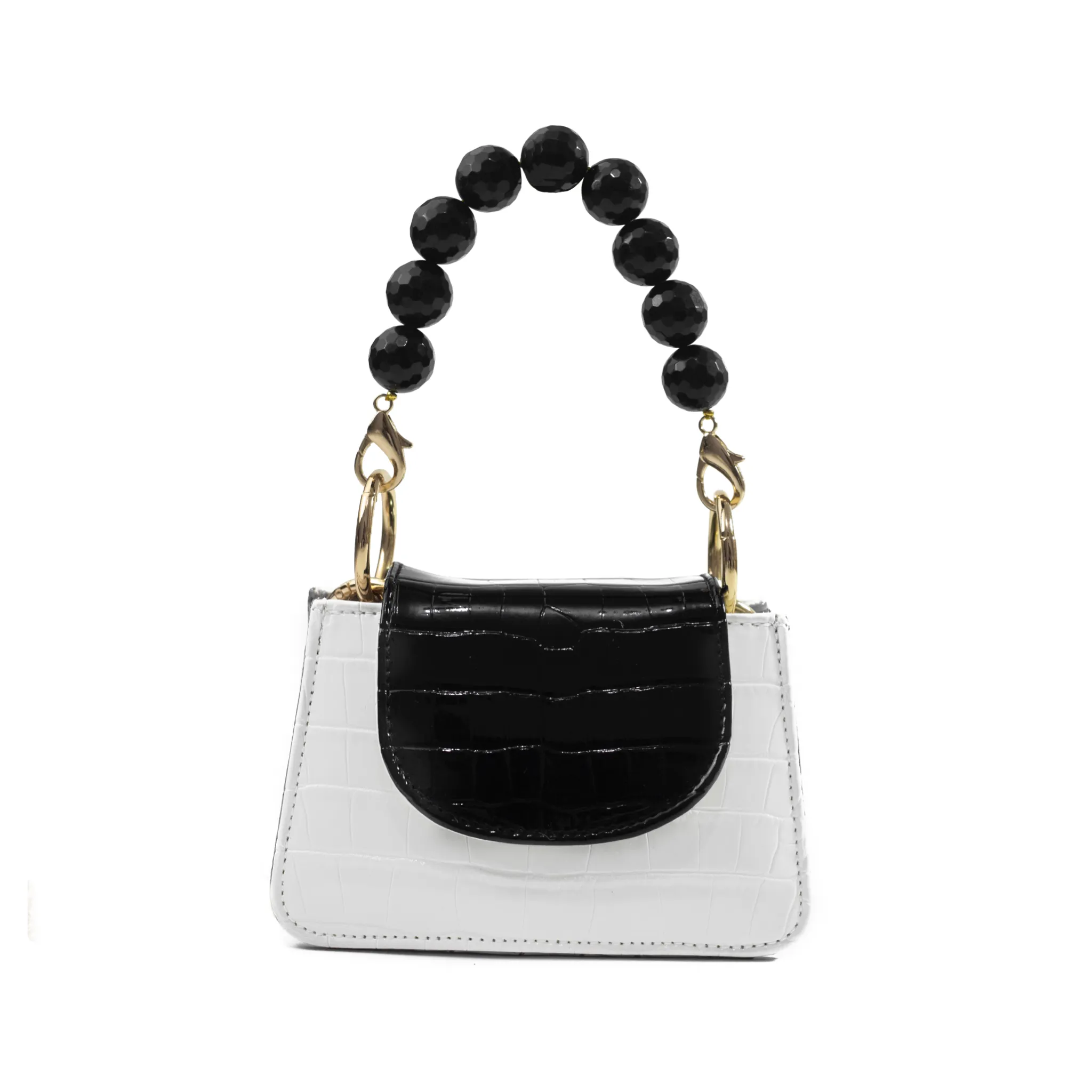 Black White Grey Croco Horra Bag