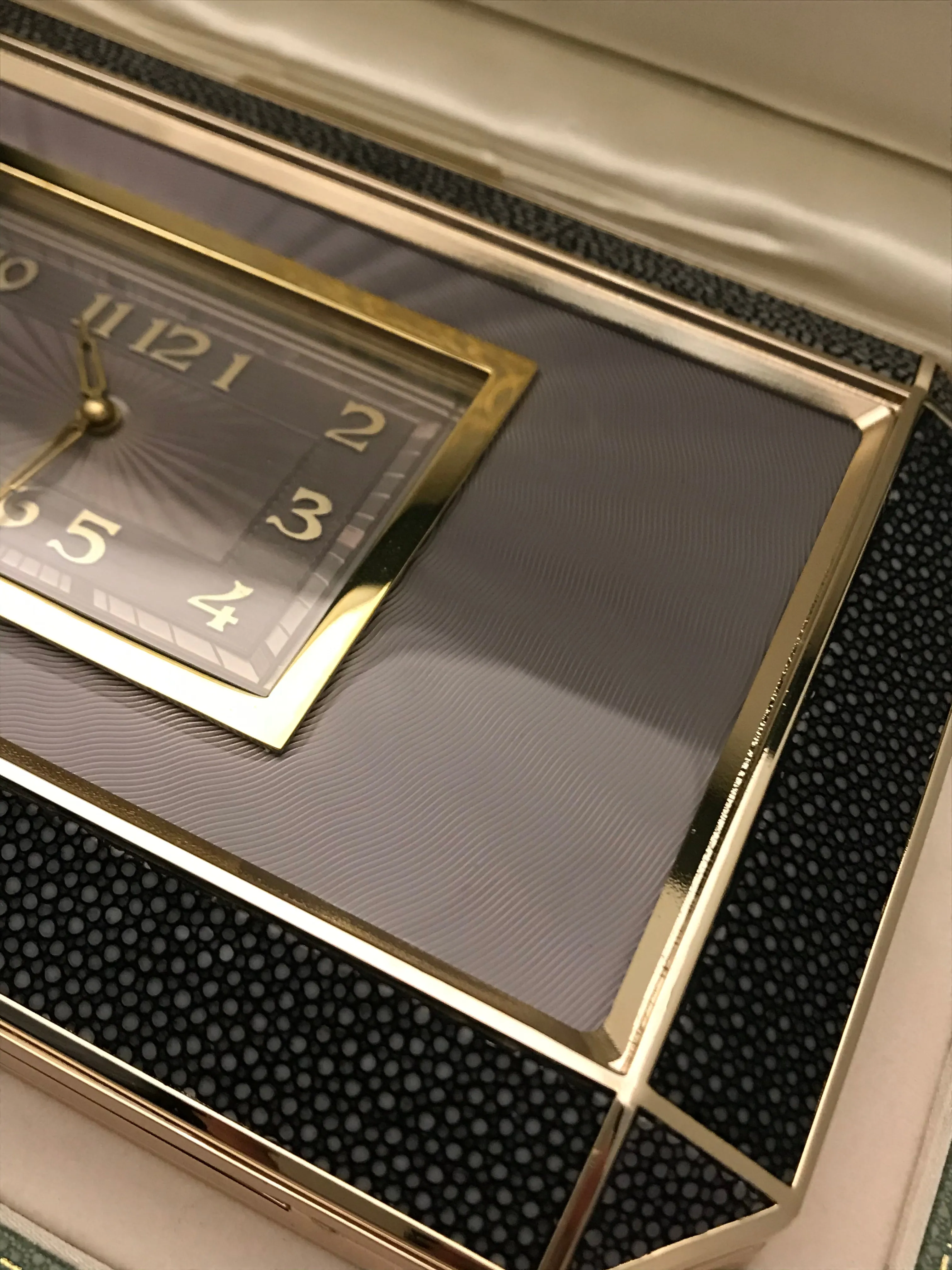 Bluebell Guilloche & Stingray Duke Clock Clutch
