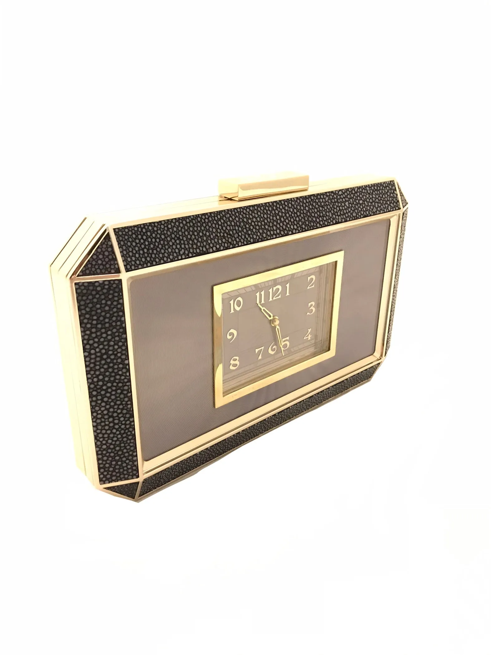 Bluebell Guilloche & Stingray Duke Clock Clutch