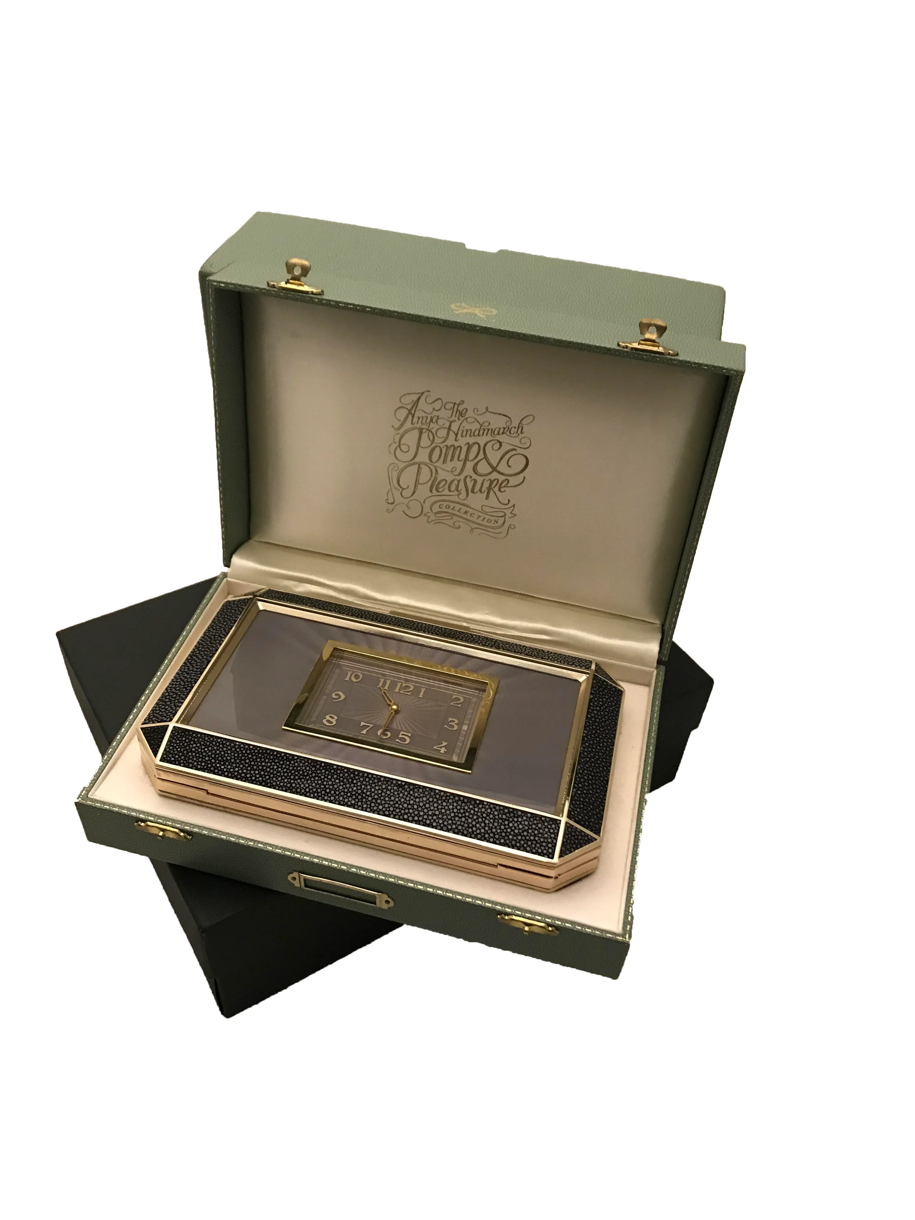 Bluebell Guilloche & Stingray Duke Clock Clutch