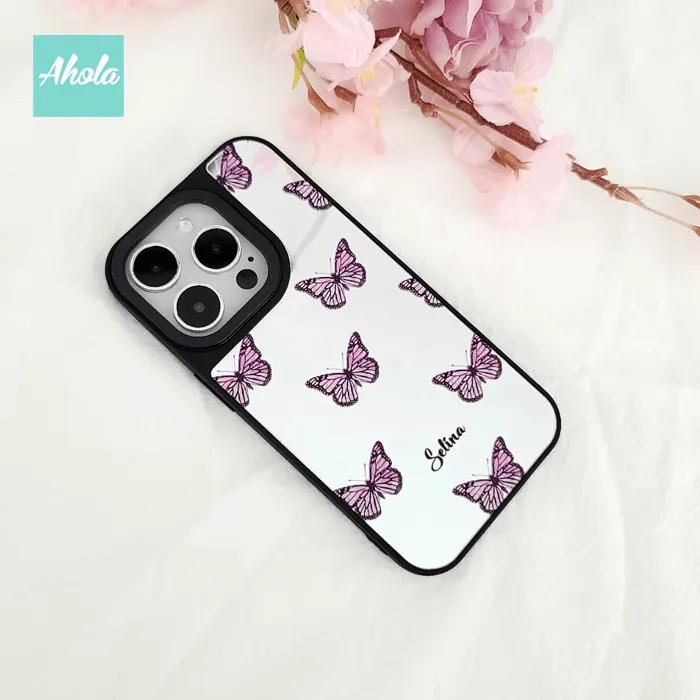 【Butterfly】Protective Mirror Phone Case 全包邊蝴蝶鏡面名字電話殼