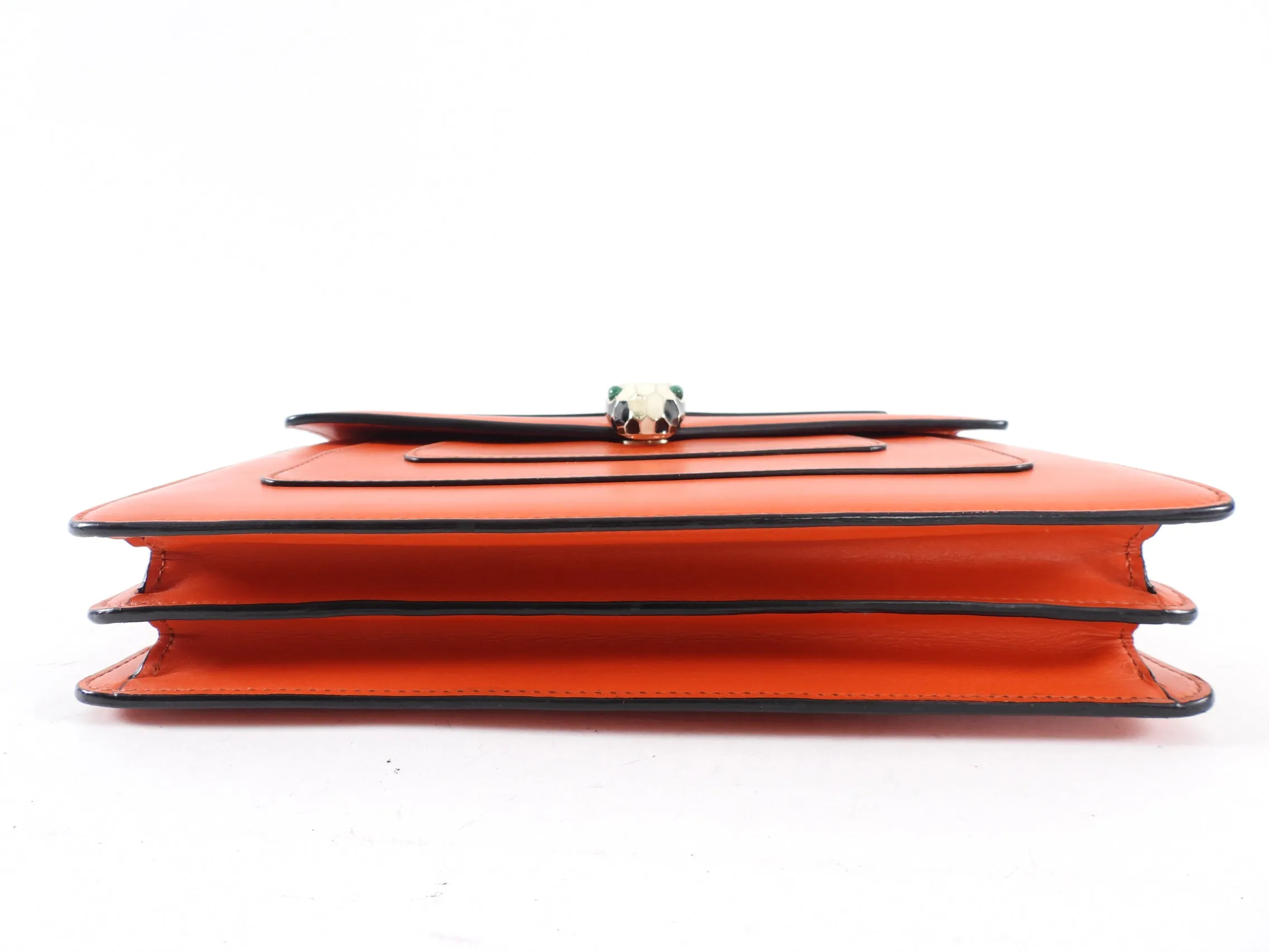 Bvlgari Medium Orange / Red Leather Serpenti Forever Flap Bag