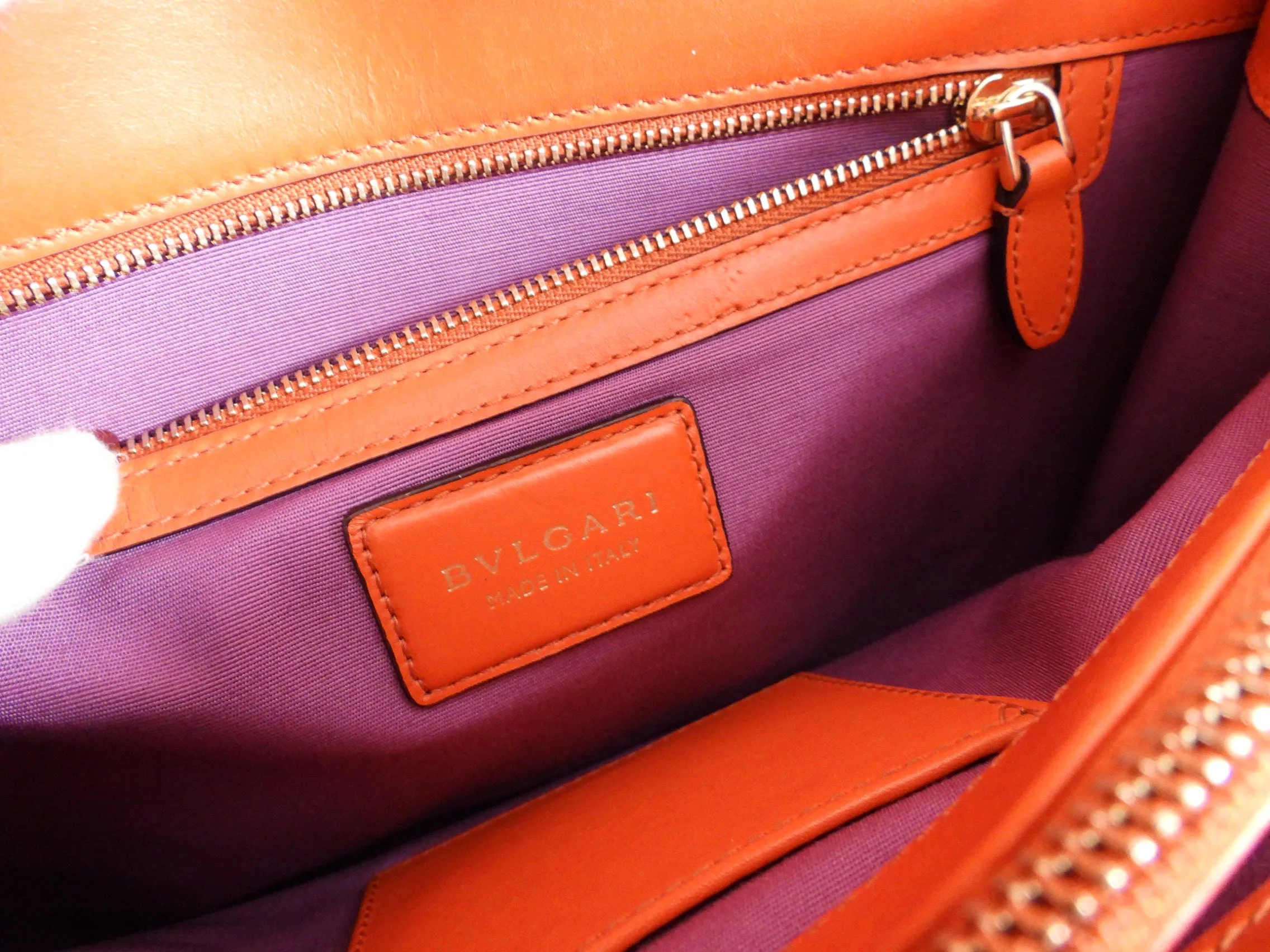 Bvlgari Medium Orange / Red Leather Serpenti Forever Flap Bag