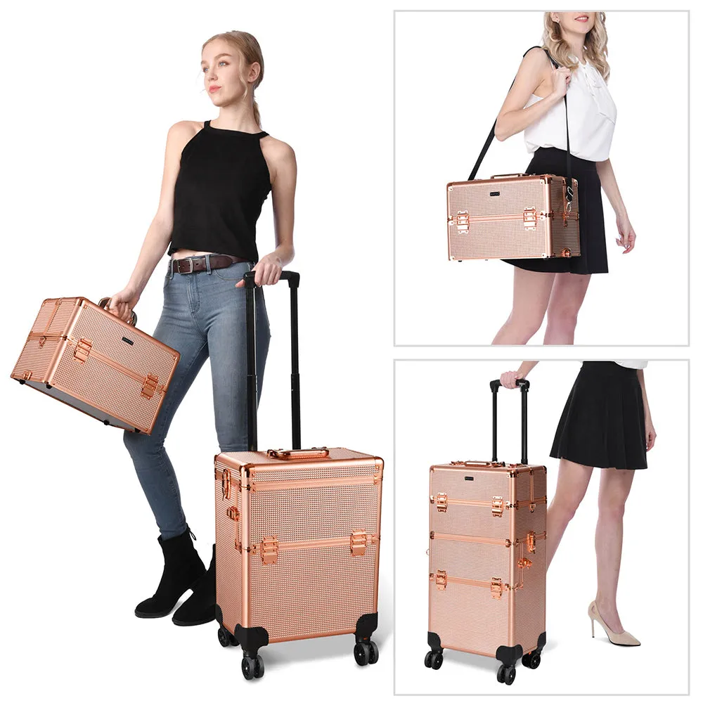 Byootique Explore 2in1 Rolling Makeup Train Case Rose Gold