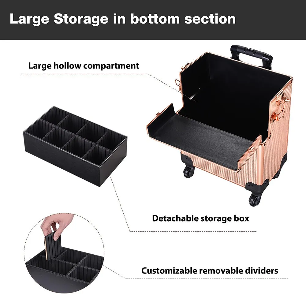 Byootique Explore 2in1 Rolling Makeup Train Case Rose Gold