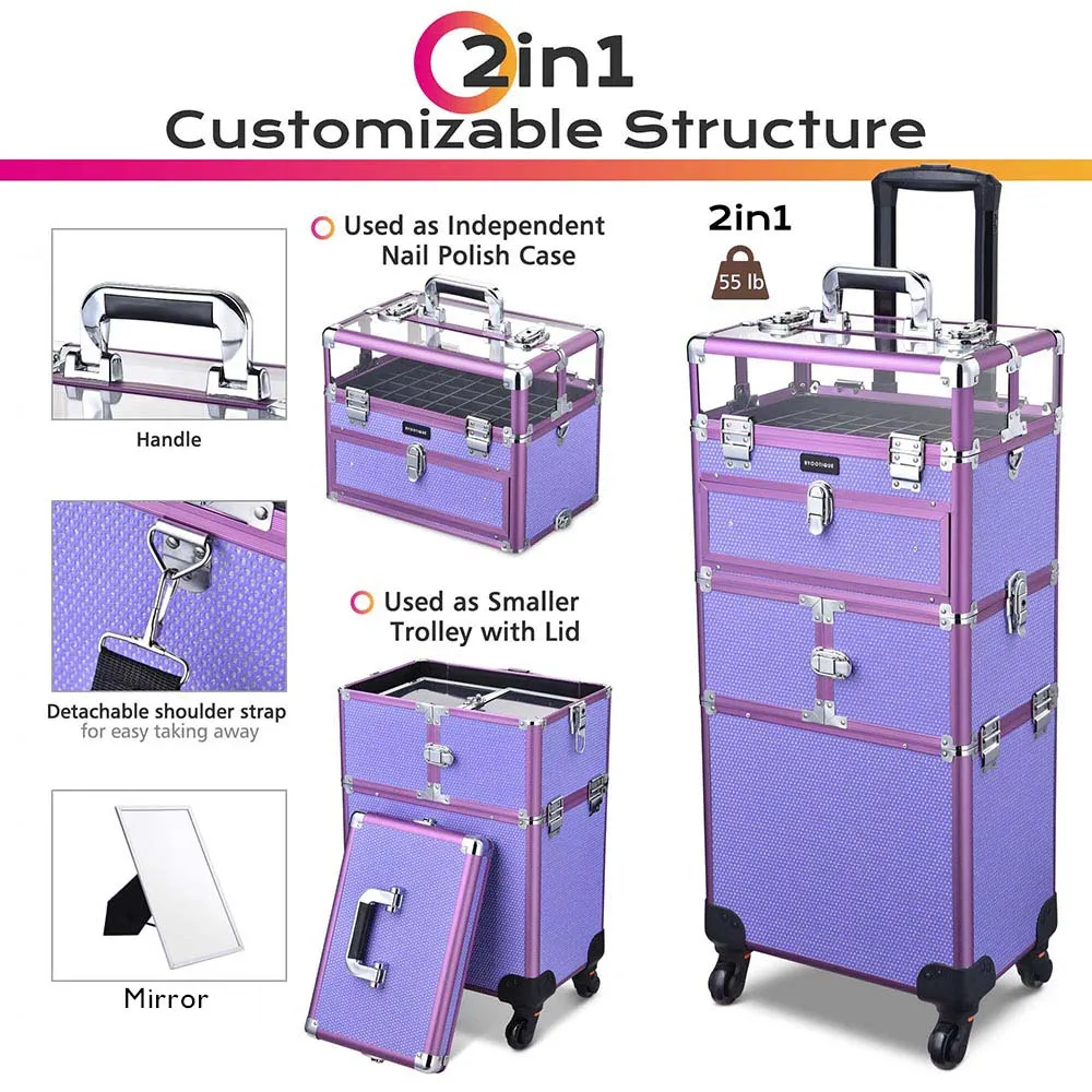 Byootique MassLux 2in1 Rolling Nail Case Diamond Shiny Purple