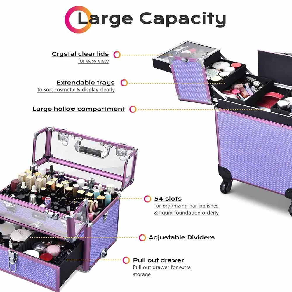 Byootique MassLux 2in1 Rolling Nail Case Diamond Shiny Purple