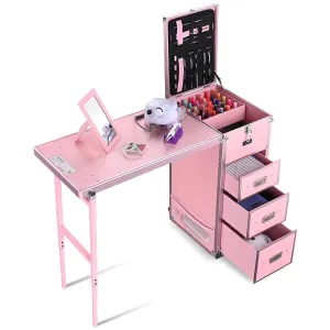 Byootique Rolling Manicure Table - Pink Lefty & Righty