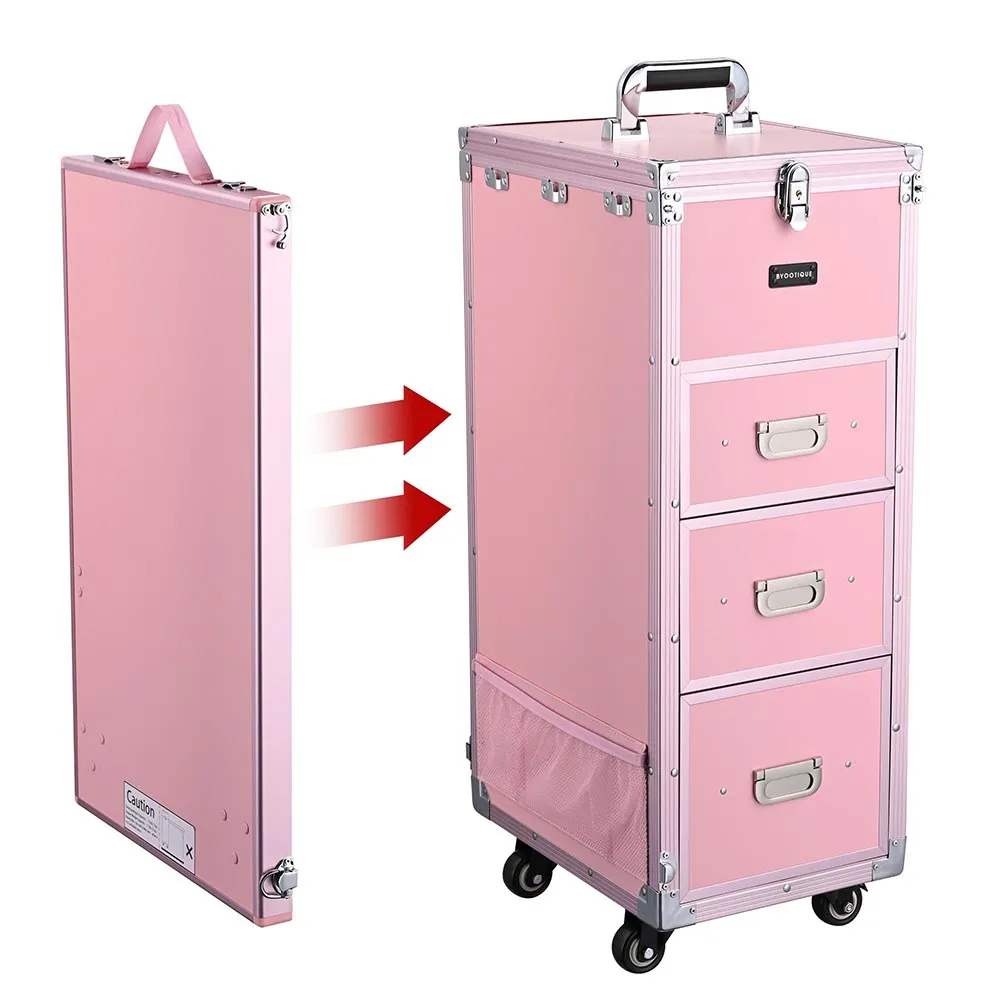 Byootique Rolling Manicure Table - Pink Lefty & Righty