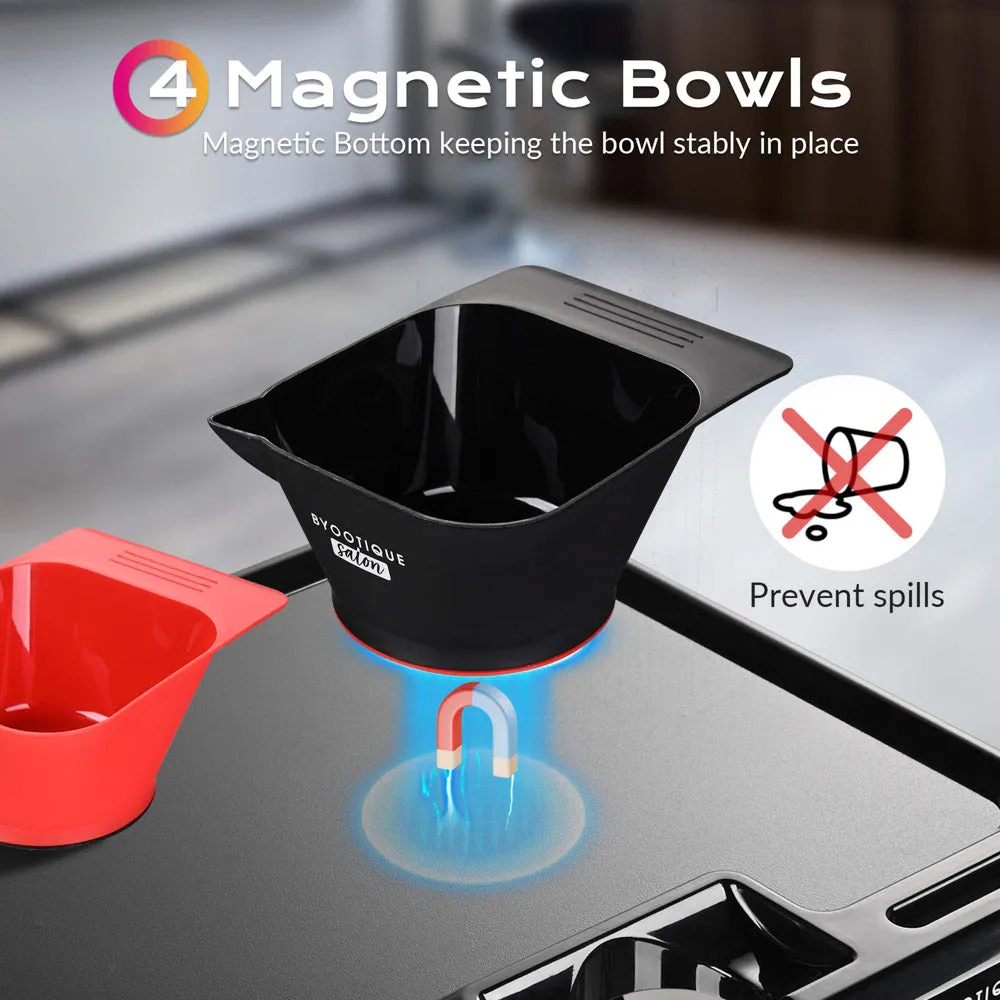 Byootique Salon Cart Folding Magnetic Tray with Bowls Drawer
