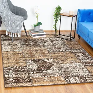 Cacao Vintage Style Patch Work Pattern Rug - Texas