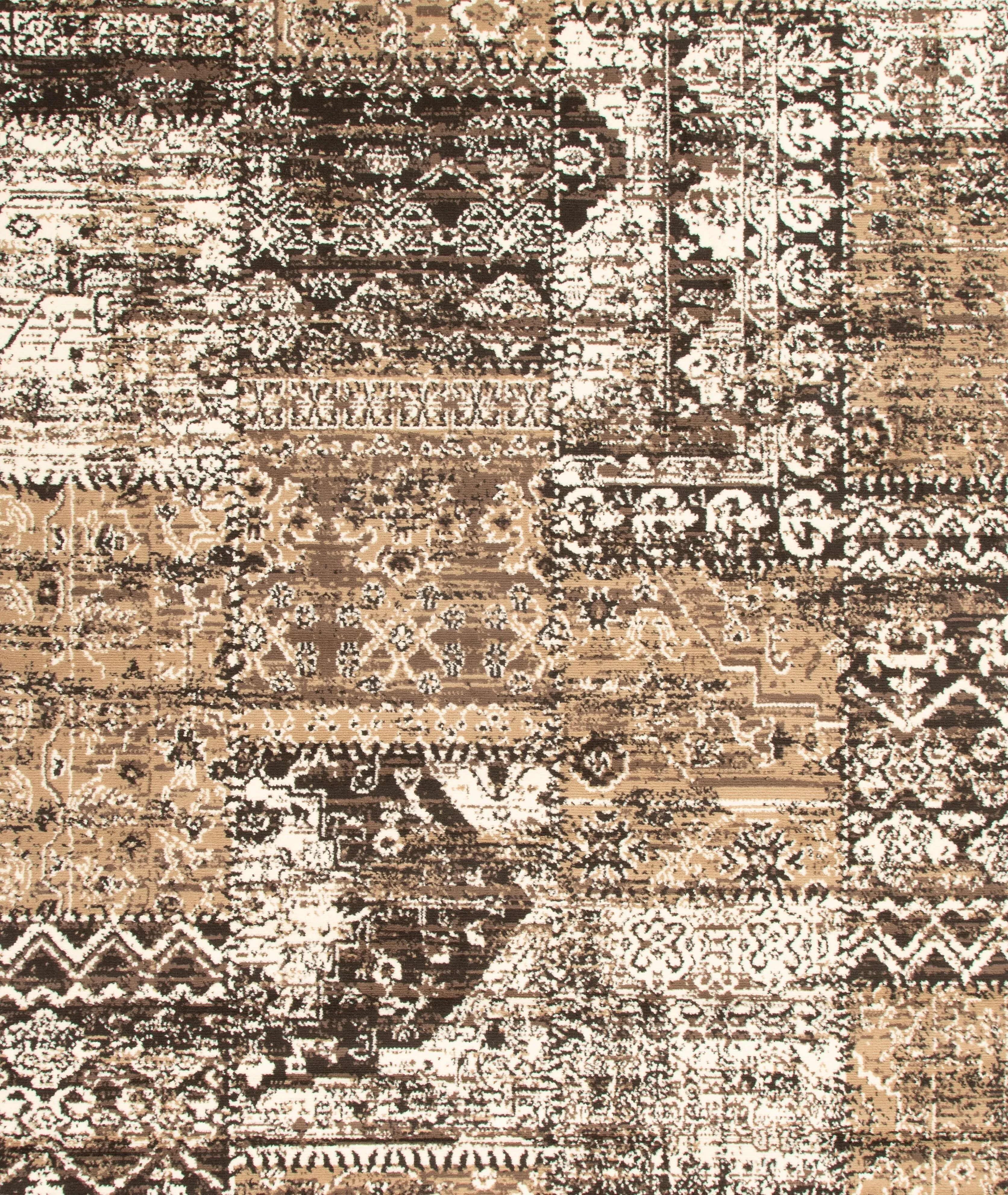Cacao Vintage Style Patch Work Pattern Rug - Texas