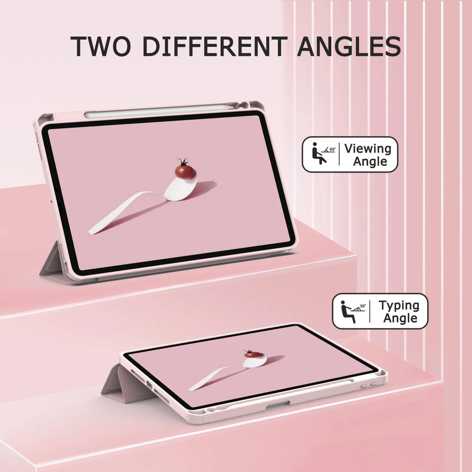 Case for Ipad 10Th Generation Case with Pencil Holder, for Ipad 10.9 Inch 10Th Gen Ipad Case 2022 with Clear Back, Stand Cover for Ipad 10Th Generation 2022, Auto Sleep/Wake, Cute Pink