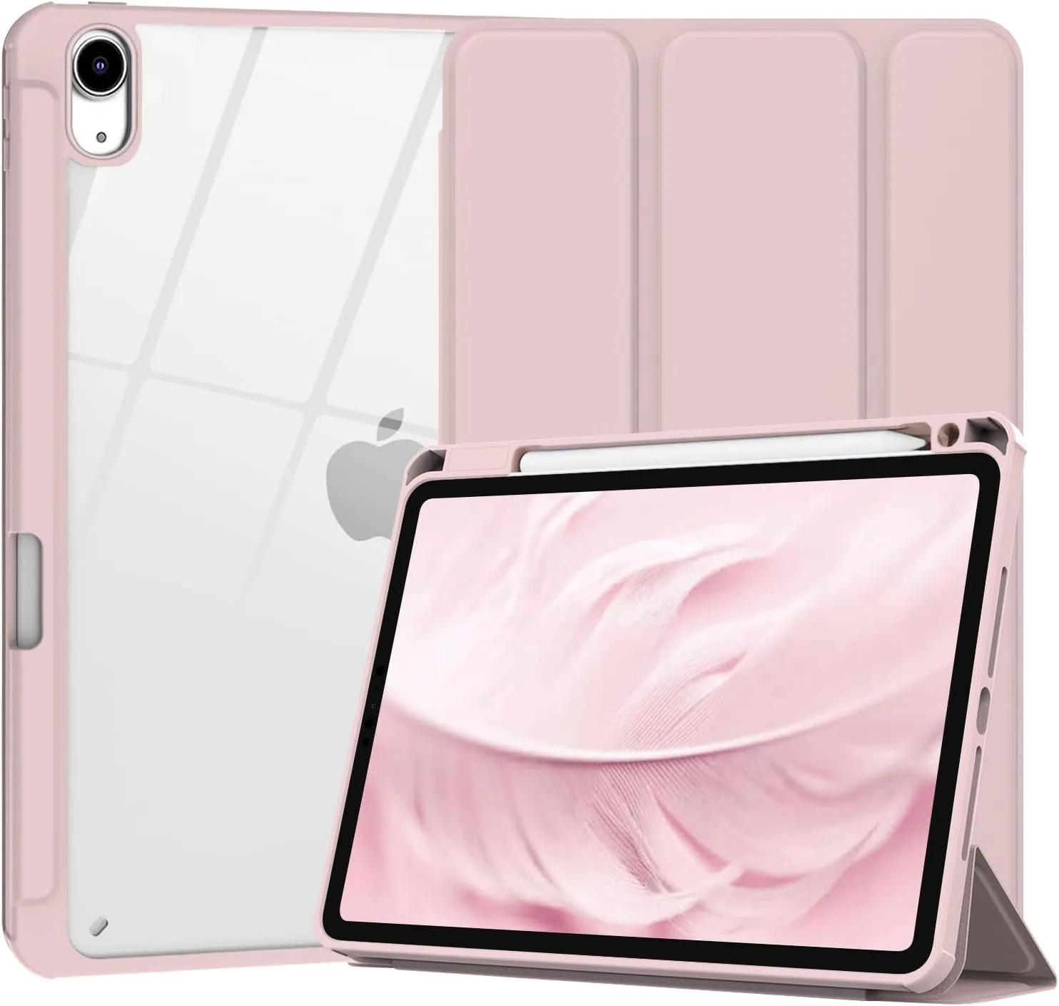 Case for Ipad 10Th Generation Case with Pencil Holder, for Ipad 10.9 Inch 10Th Gen Ipad Case 2022 with Clear Back, Stand Cover for Ipad 10Th Generation 2022, Auto Sleep/Wake, Cute Pink