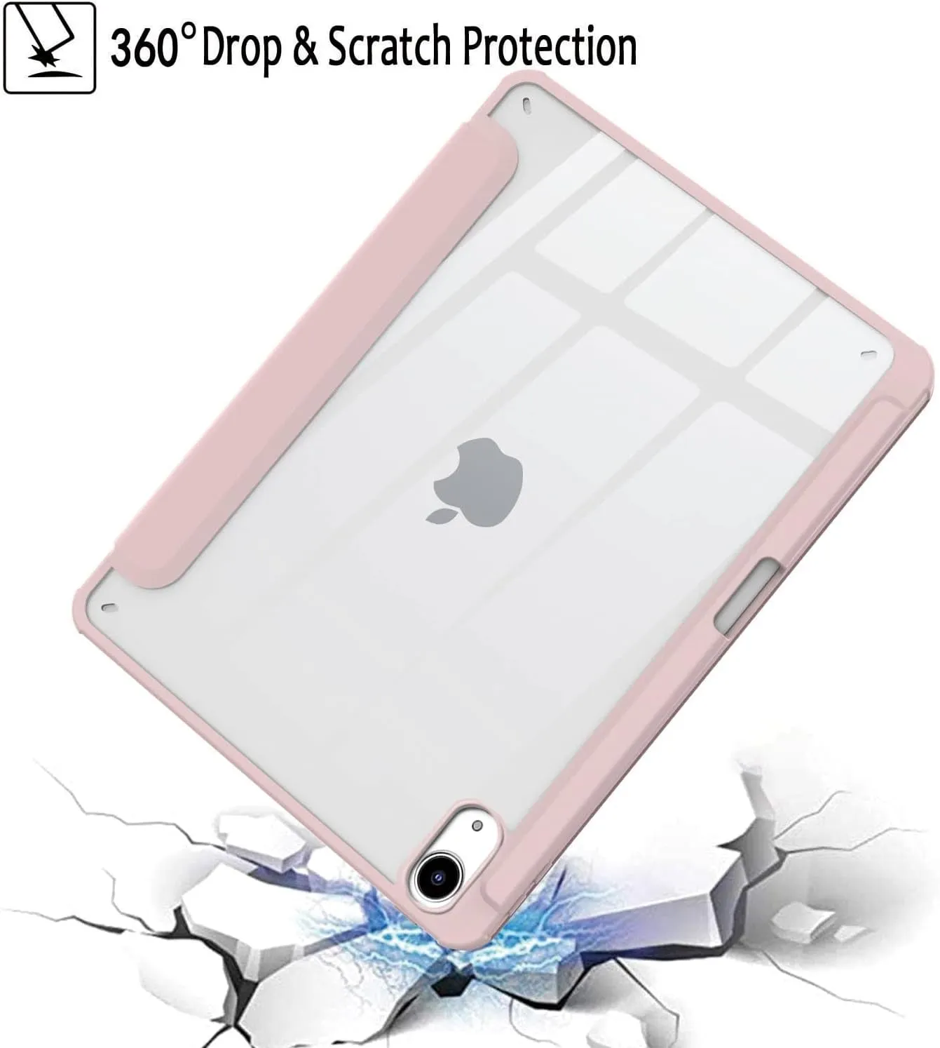 Case for Ipad 10Th Generation Case with Pencil Holder, for Ipad 10.9 Inch 10Th Gen Ipad Case 2022 with Clear Back, Stand Cover for Ipad 10Th Generation 2022, Auto Sleep/Wake, Cute Pink