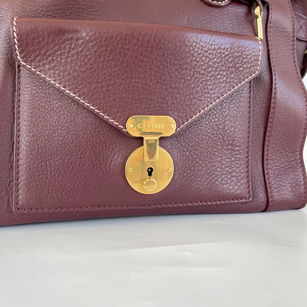 Celine burgundy leather Envelope Luggage Bag