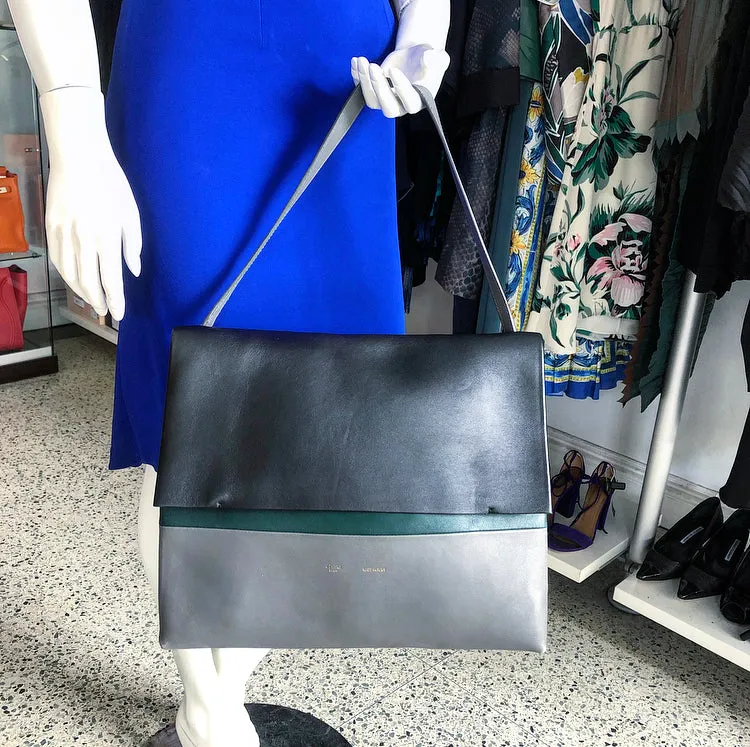 Celine Grey Green Black Tricolor All Soft Tote Bag