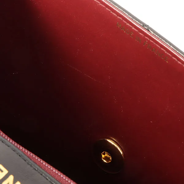 Chanel Around 1990 Made Design Flap Logo Turn Lock Chain Bag Black