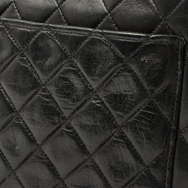 Chanel Around 1990 Made Design Flap Turn-Lock Chain Bag Black