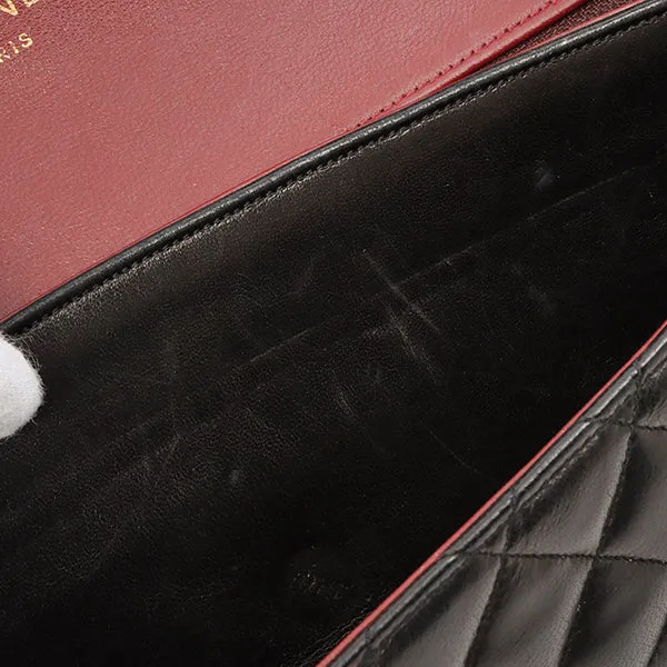 Chanel Around 1990 Made Design Flap Turn-Lock Chain Bag Black