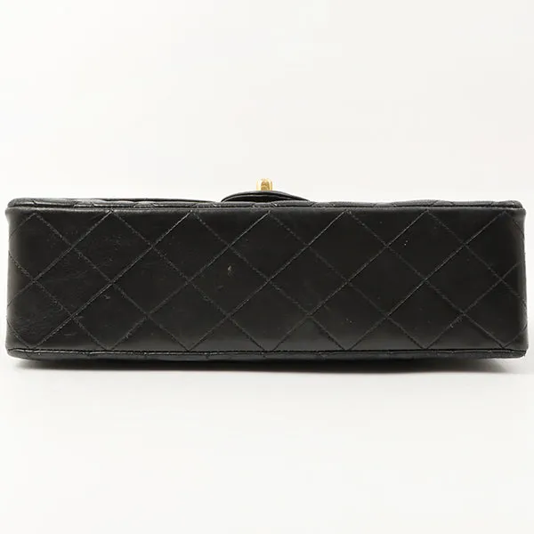 Chanel Around 1990 Made Design Flap Turn-Lock Chain Bag Black