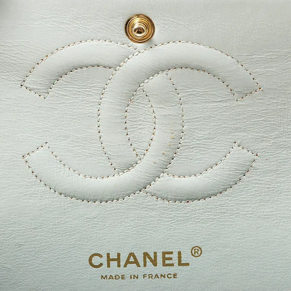 Chanel Around 2003 Made Cotton Flower Design Print Classic Flap Chain Bag 25Cm Yellow/Soft Blue/Multi