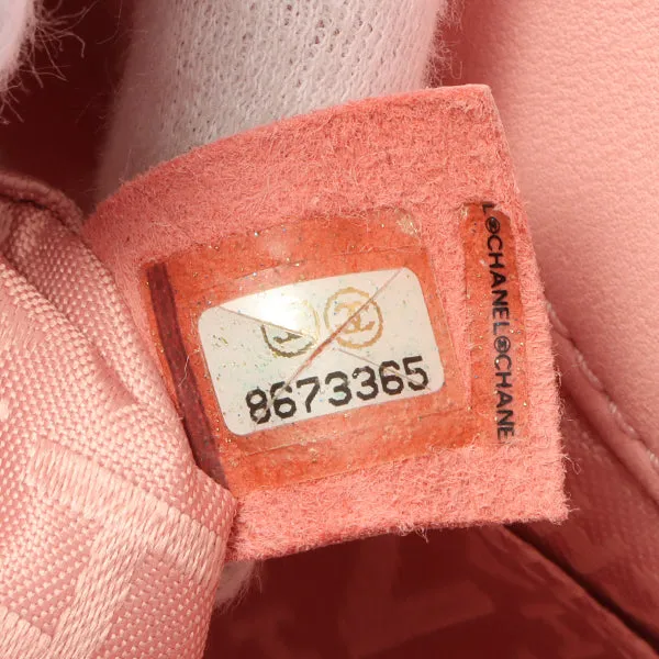 Chanel Around 2003 Made Patent Camellia Motif Classic Flap Chain Bag Salmon Pink