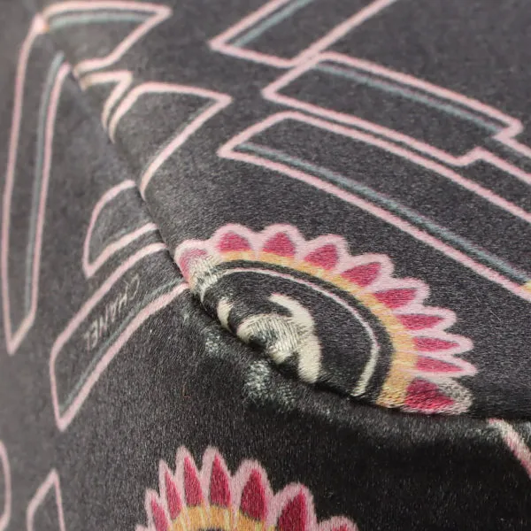 Chanel Around 2005 Made Satin Print Classic Flap Chain Bag 25Cm Black / Multi
