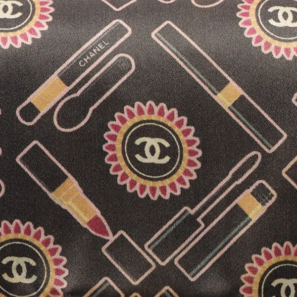 Chanel Around 2005 Made Satin Print Classic Flap Chain Bag 25Cm Black / Multi