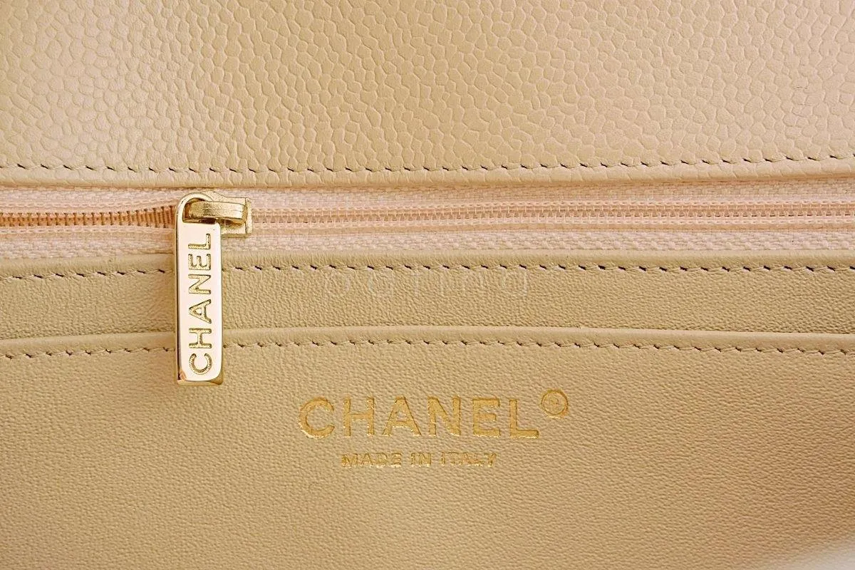 Chanel Beige Clair Caviar Jumbo Classic Flap Bag GHW