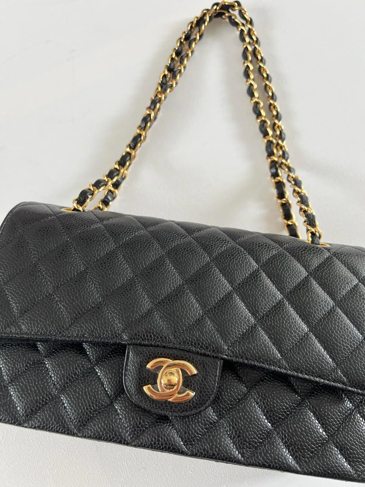 Chanel Classic Double Flap Medium in Black Caviar Leather with Gold Hardware 2021