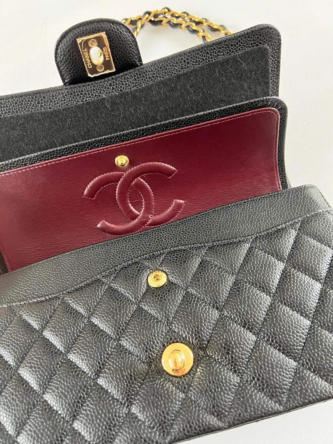 Chanel Classic Double Flap Medium in Black Caviar Leather with Gold Hardware 2021