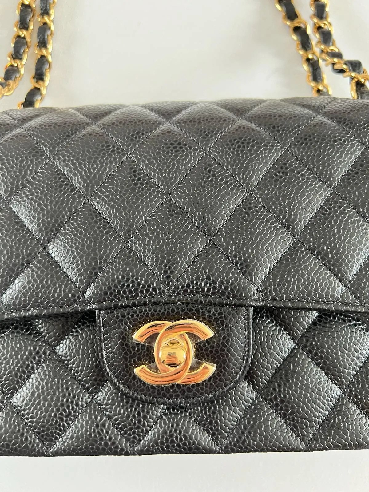Chanel Classic Double Flap Medium in Black Caviar Leather with Gold Hardware 2021