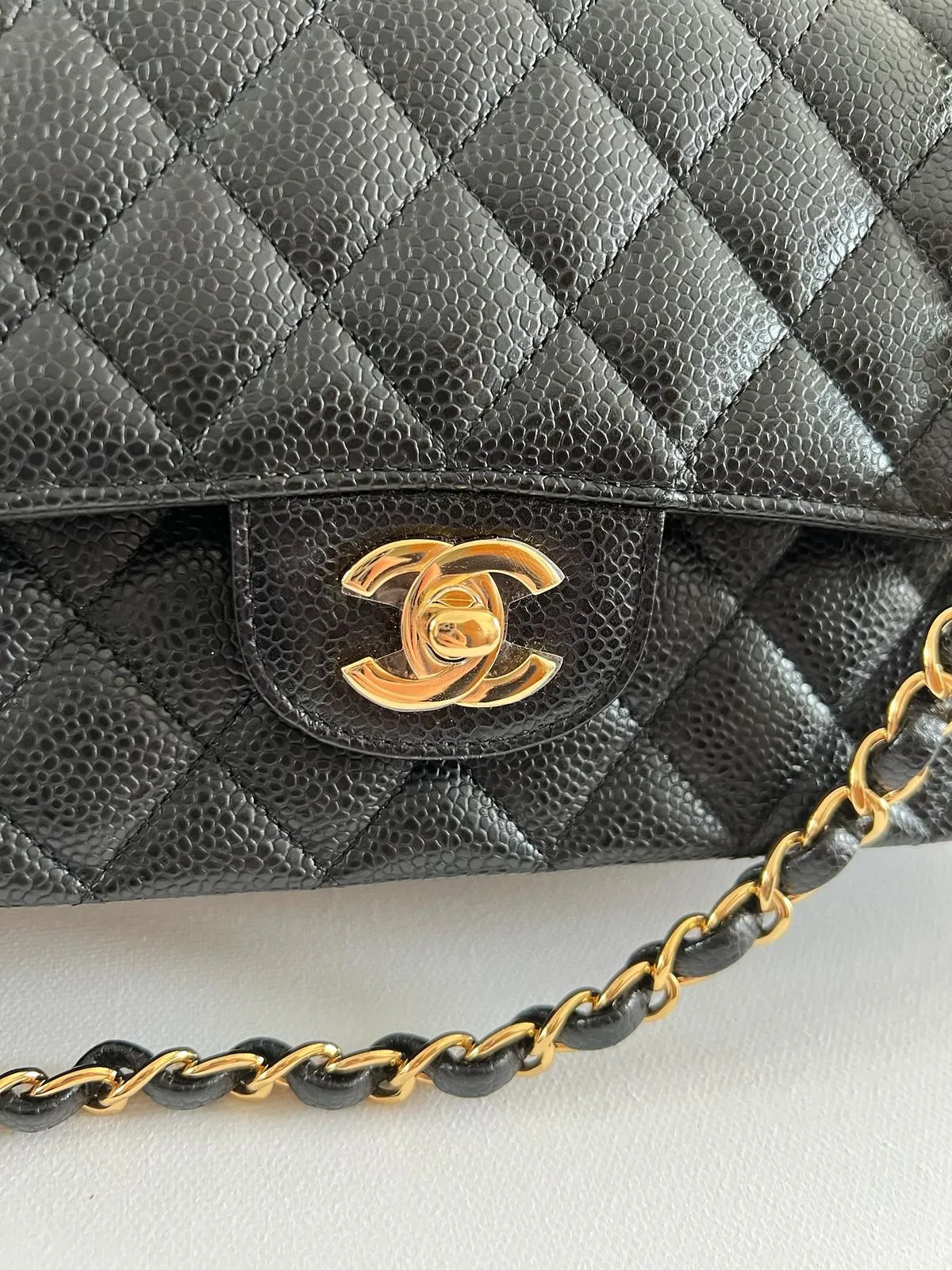 Chanel Classic Double Flap Medium in Black Caviar Leather with Gold Hardware 2021