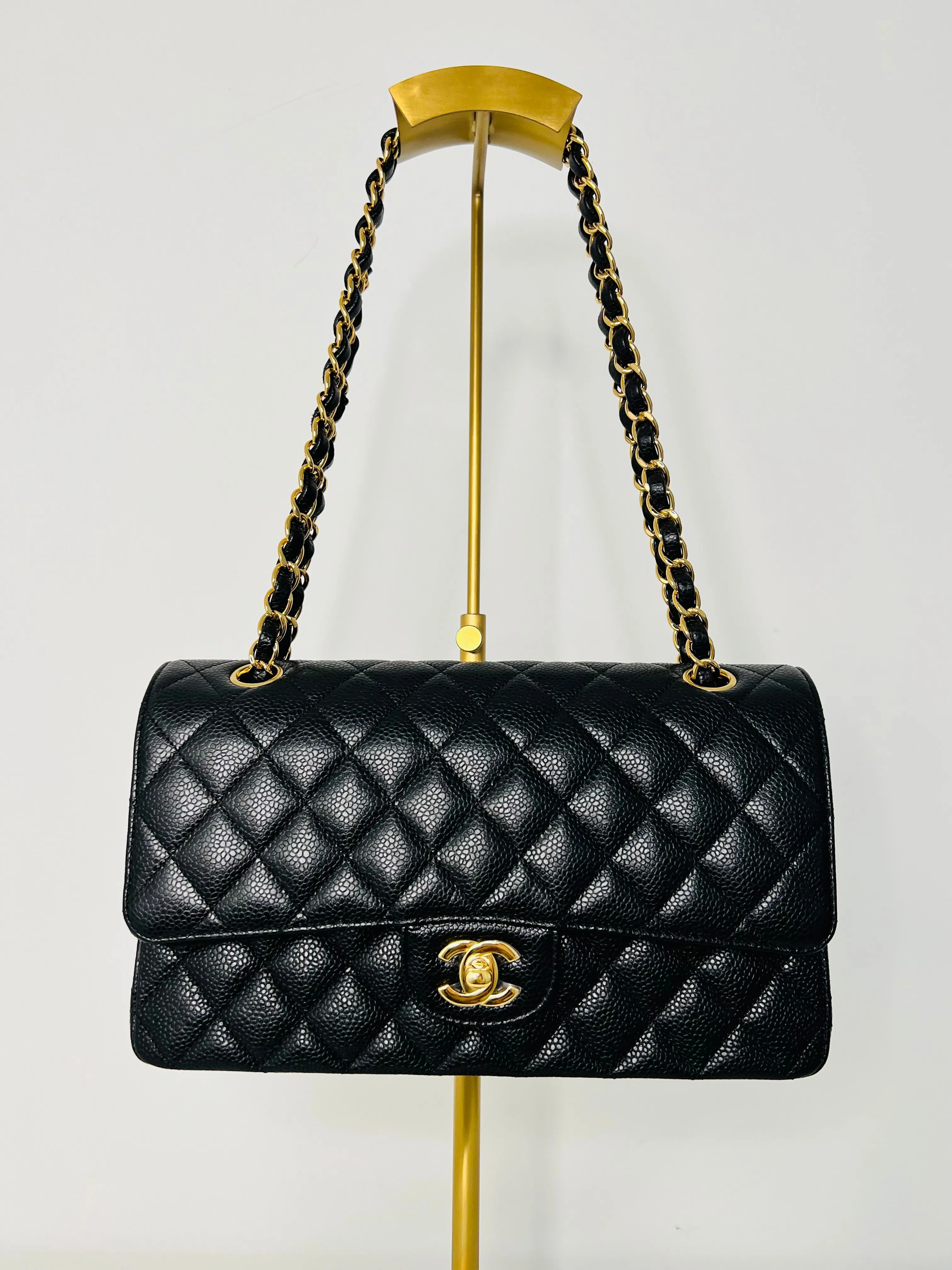 Chanel Classic Double Flap Medium in Black Caviar Leather with Gold Hardware 2021