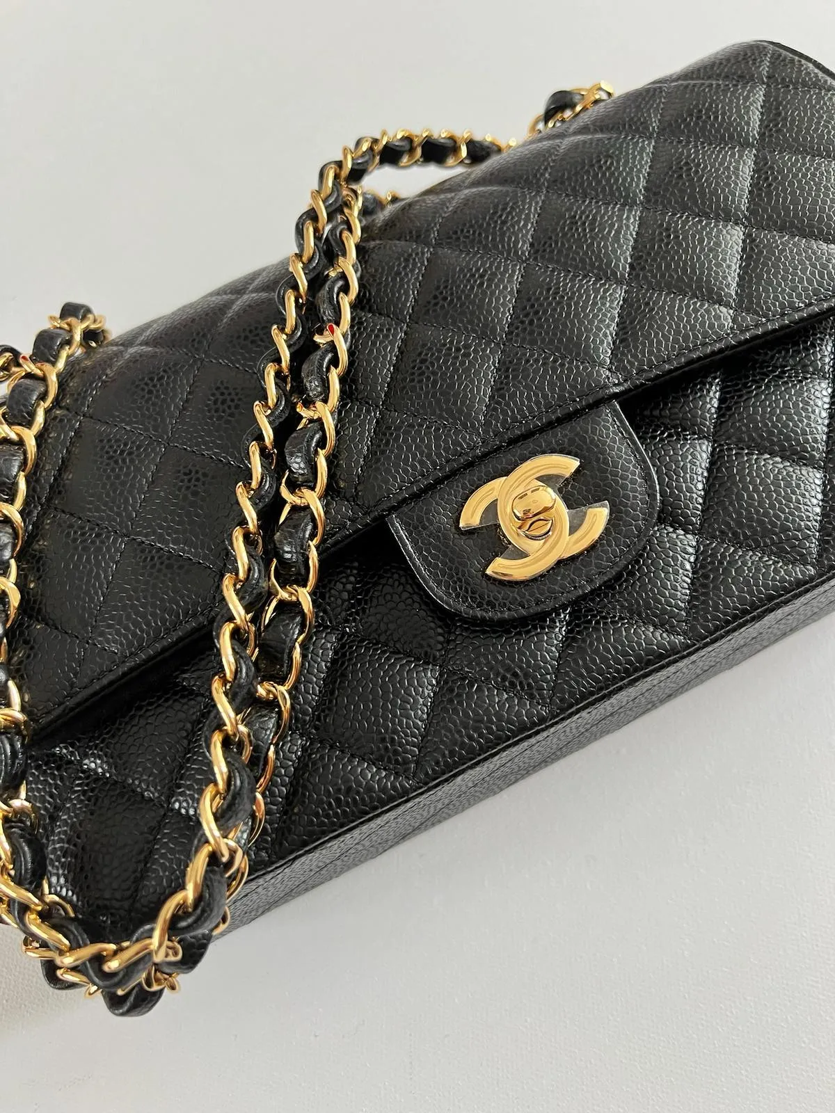 Chanel Classic Double Flap Medium in Black Caviar Leather with Gold Hardware 2021