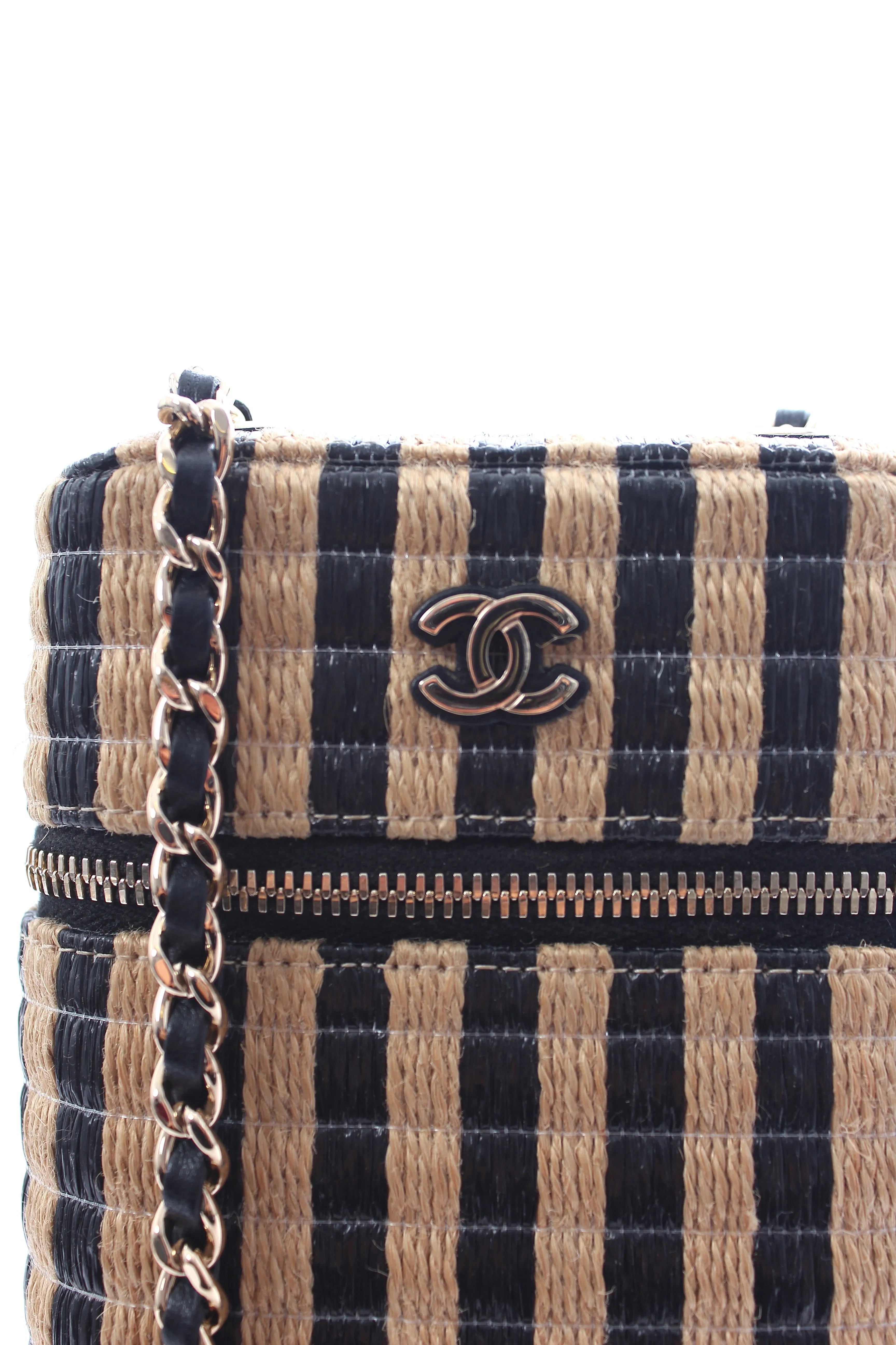 Chanel Striped Raffia Vanity 21P Crossbody Bag - Limited Edition