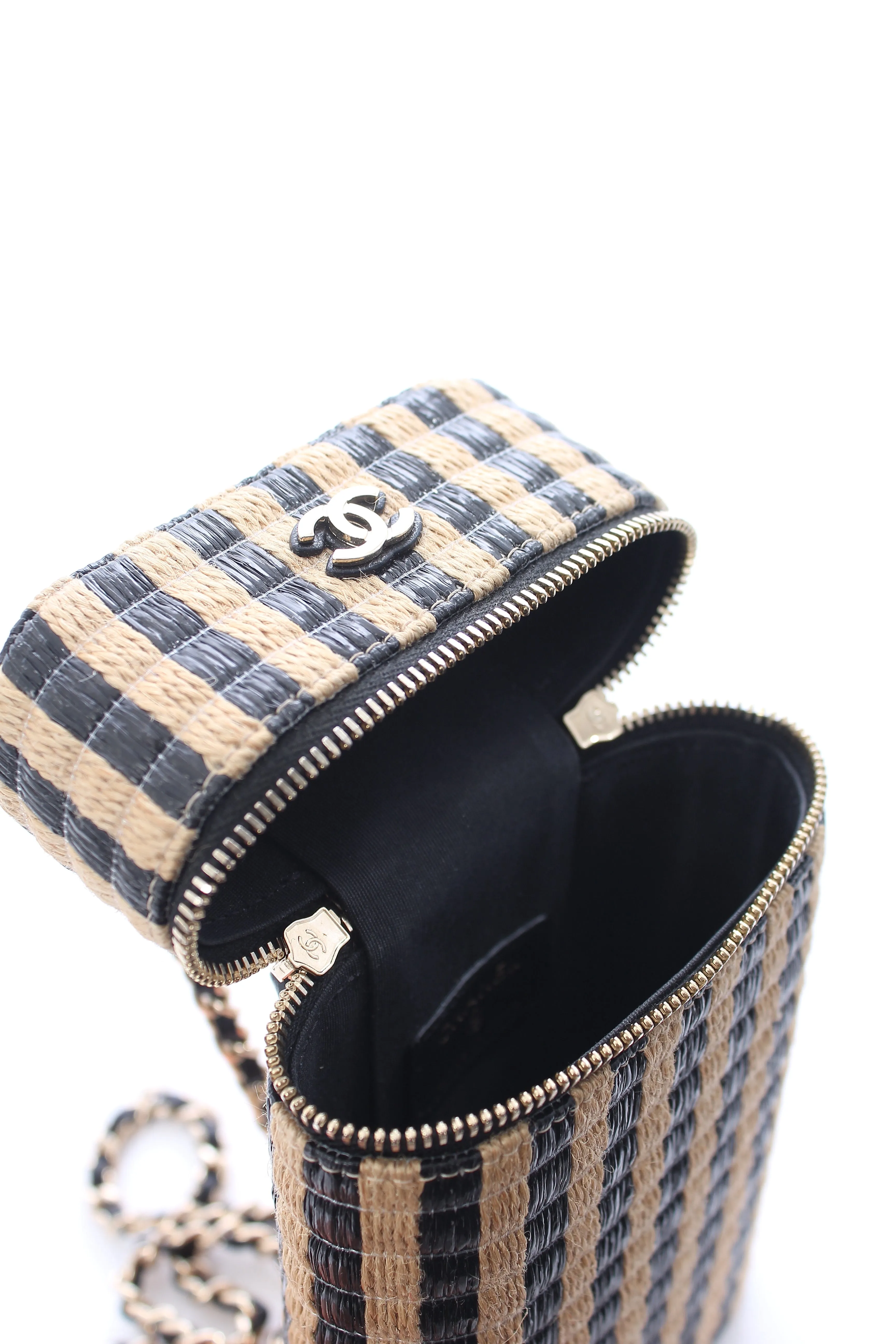 Chanel Striped Raffia Vanity 21P Crossbody Bag - Limited Edition