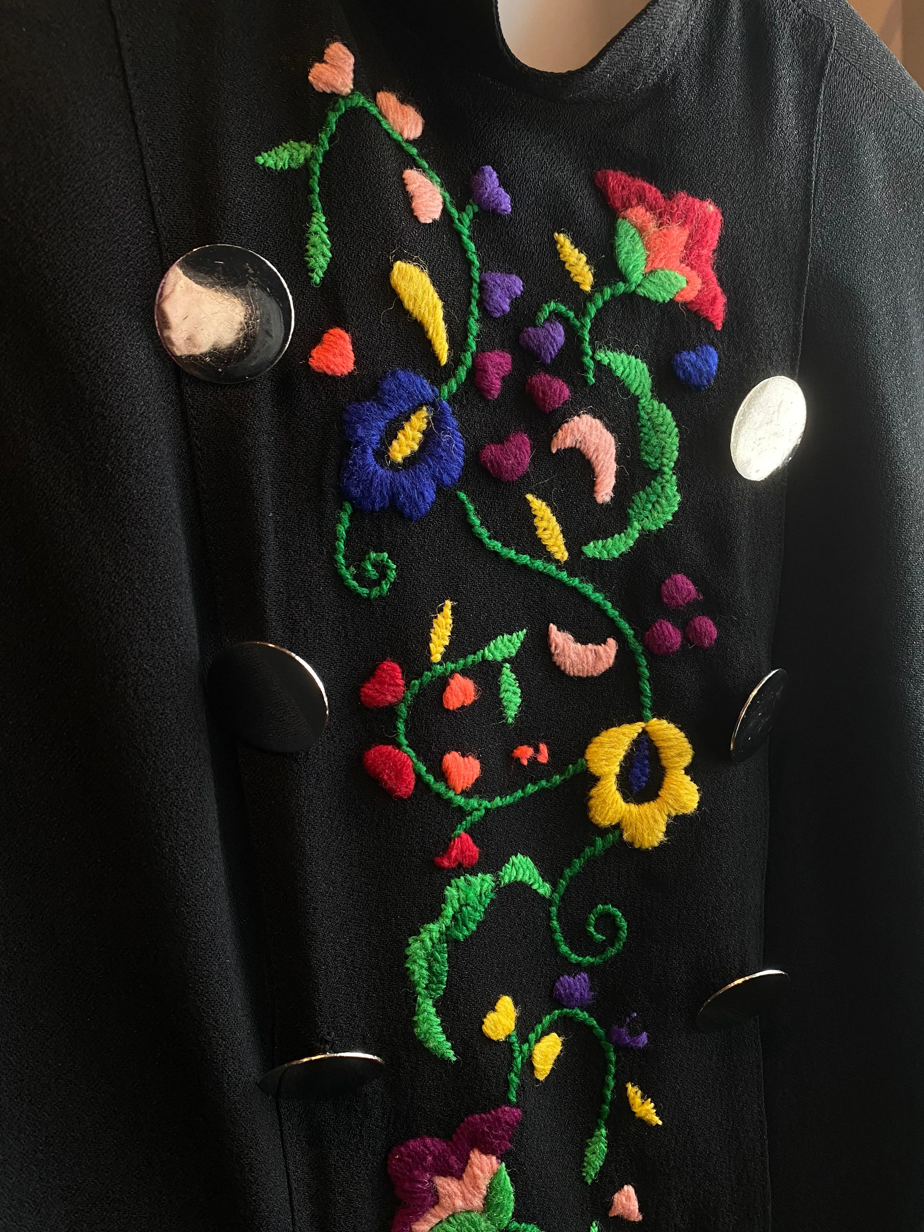 Charming Late 1930's F.O.G.A Designer Embroidered Rayon Blouse / Medium