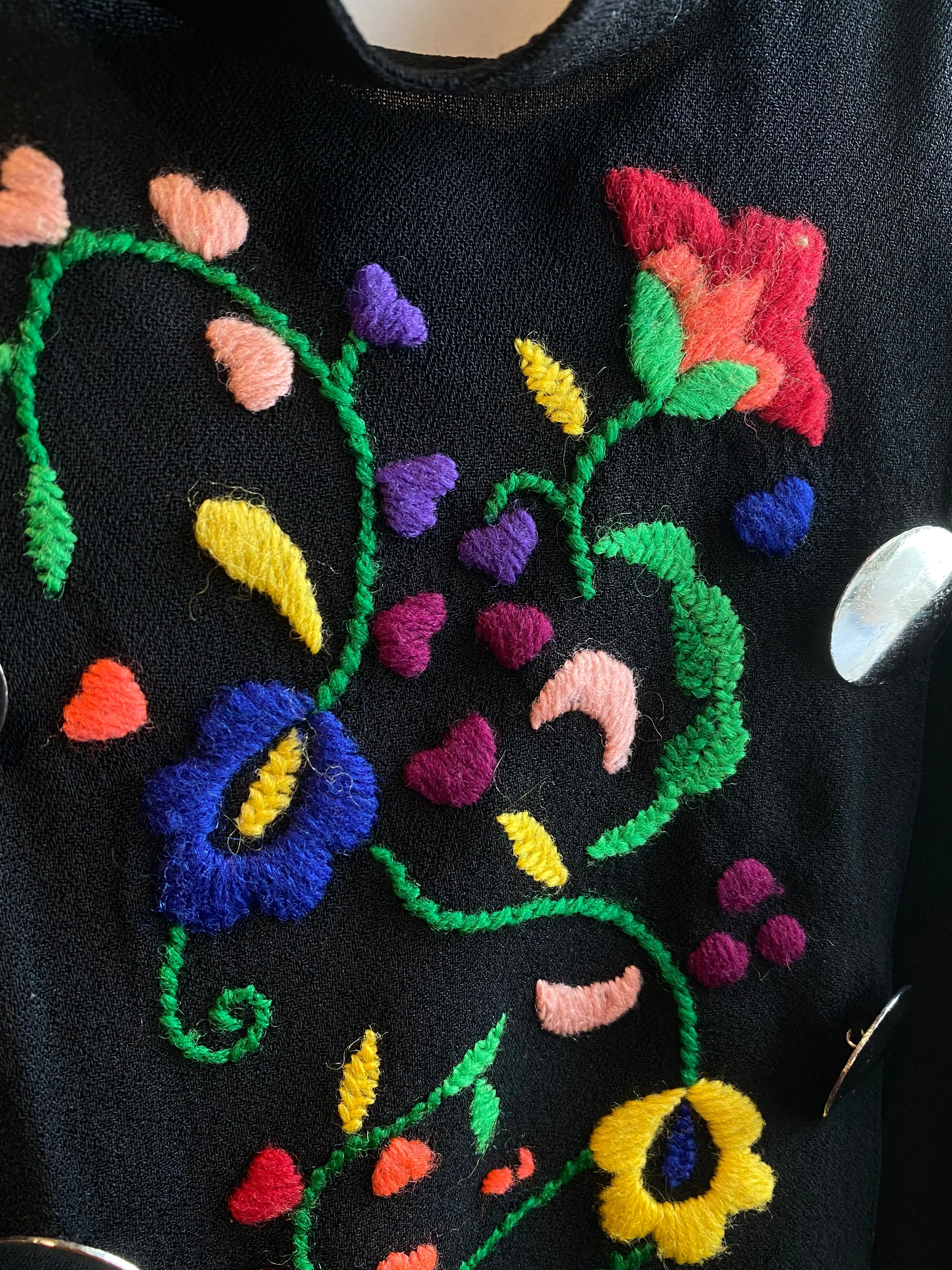 Charming Late 1930's F.O.G.A Designer Embroidered Rayon Blouse / Medium