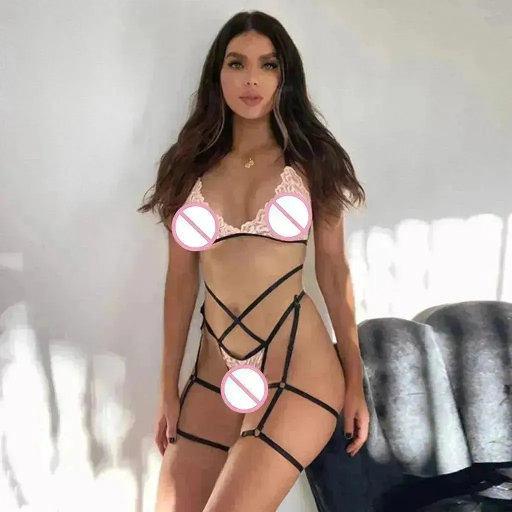 Charming Lingerie Lace Hollow Charming Lingerie Leg Straps Set